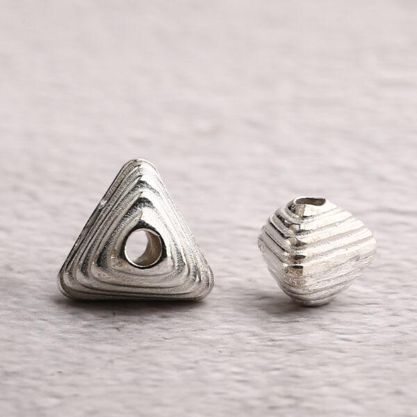 s925 sterling silver line pattern polyhedron bead, oxidized silver bead - Image 5