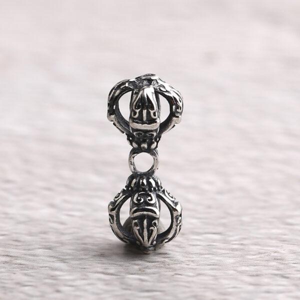 s925 sterling silver vajra shape charm bead, oxidized silver vajra charm - Image 7