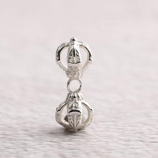 s925 sterling silver vajra shape charm bead, oxidized silver vajra charm - Image 8