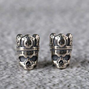 crown bead, skull bead, spacer bead, s925 sterling silver, silver bead, oxidized silver bead
