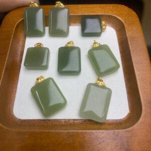 nephrite charm, rectangle charm, simple charm, jade charm, green bead, high quality bead, genuine bead, natural bead