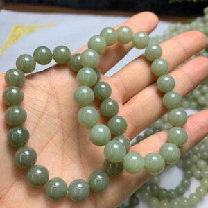 round beaded bracelet, nephrite bracelet, jade bracelet, green bracelet, genuine natural bracelet