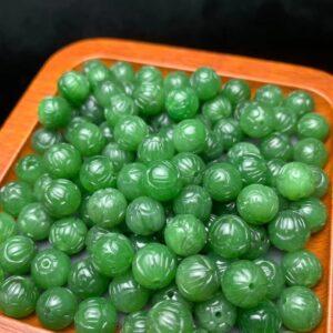 nephrite bead, round bead, flower bead, jade bead, green bead, high quality bead, genuine bead, natural bead