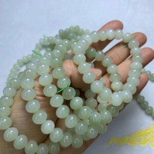 drum beaded bracelet, nephrite bracelet, jade bracelet, green bracelet, genuine natural bracelet