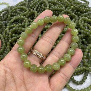 round beaded bracelet, nephrite bracelet, jade bracelet, yellow green bracelet, genuine natural bracelet