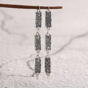 rectangle chain bead, cloud pattern bead, connector bead, spacer bead,silver findings, s925 sterling silver, silver bead, oxidized silver bead