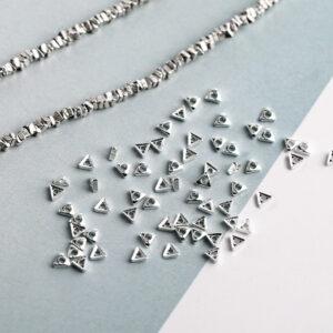 triangle bead, simple bead, spacer bead, s925 sterling silver, silver bead, bright silver bead