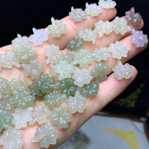 nephrite charm, four leaf clover charm, jade charm, green bead, high quality bead, genuine bead, natural bead
