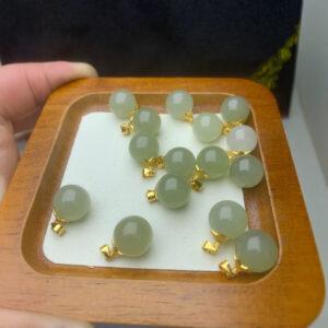 nephrite charm, round charm, ball charm, jade charm, green bead, high quality bead, genuine bead, natural bead