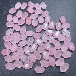 genuine natural rose quartz bead, quartz bead, clear bead, pink bead, double pointed prism bead