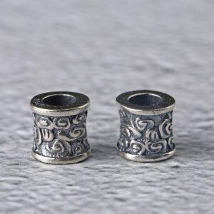 tube bead, flower pattern bead, spacer bead, jump ring, s925 sterling silver, silver bead, oxidized silver bead