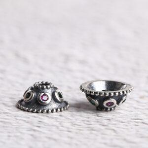 flower bead cap, flower bead holder, spacer bead, s925 sterling silver, silver bead, oxidized silver bead