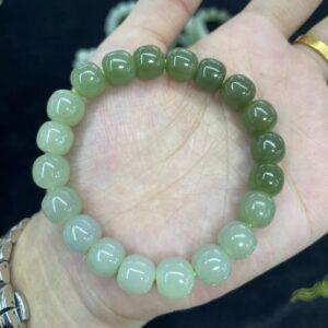 drum beaded bracelet, nephrite bracelet, jade bracelet, gradient green bracelet, genuine natural bracelet