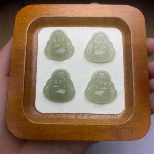 nephrite charm, Buddha charm, Maitreya Buddha, jade charm, green bead, high quality bead, genuine bead, natural bead