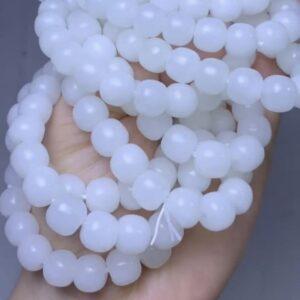 drum beaded bracelet, nephrite bracelet, jade bracelet, white bracelet, genuine natural bracelet