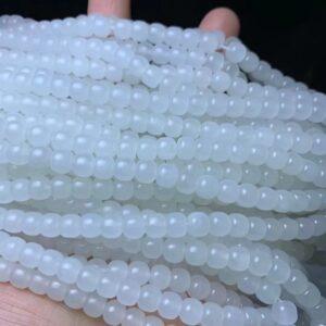 nephrite bead, drum bead, whole strand bead, white bead, jade bead, high quality bead, genuine bead, natural bead