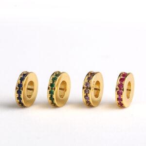 rondelle bead, ring bead, zircon bead, s925 sterling silver, silver bead, golden bead, gild bead