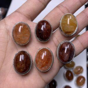 oval shape genuine natural red hematoid quartz bead, quartz bead, red bead, orange bead