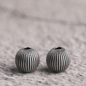 round bead, lantern bead, spacer bead, s925 sterling silver, silver bead, oxidized silver bead