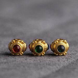 hollow bead, triangle bead, s925 sterling silver, silver bead, golden bead, gild bead