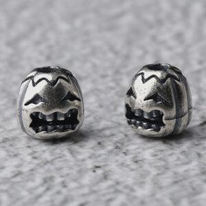 pumpkin monster bead, spacer bead, s925 sterling silver, silver bead, oxidized silver bead
