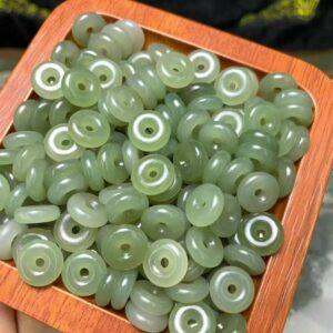 nephrite bead, ring bead, donut jade bead, green bead, high quality bead,genuine bead, natural bead