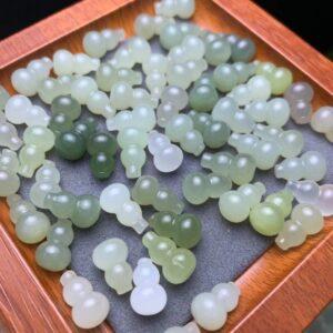 nephrite bead, gourd bead, undrilled bead, jade bead, green bead, high quality bead, genuine bead, natural bead