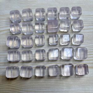 genuine natural rose quartz bead, quartz bead, pink bead, clear bead, cube bead