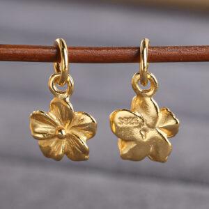 flower charm, golden flower bead, s925 sterling silver, golden charm, gild bead