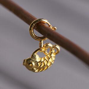 fish charm, golden Koi bead, s925 sterling silver, golden charm, gild bead