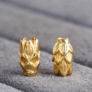 lotus bead, golden flower bead, spacer bead, s925 sterling silver, golden bead, gild bead