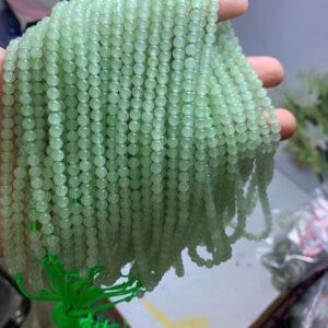 nephrite bead, round bead, whole strand bead, light green bead, jade bead, high quality bead, genuine bead, natural bead