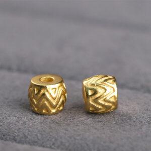 drum bead, golden wave bead, spacer bead, s925 sterling silver, golden bead, gild bead