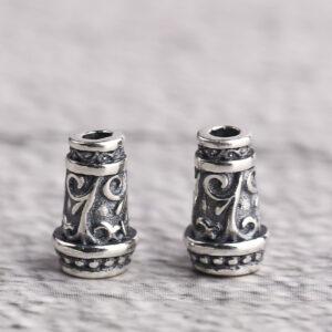 drum bead, vine pattern bead, spacer bead, s925 sterling silver, silver bead, oxidized silver bead