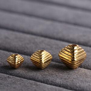 triangle bead, line pattern bead, spacer bead, s925 sterling silver, golden bead, gild bead