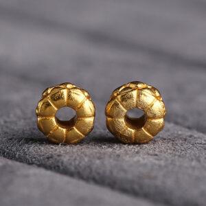 pumpkin bead, hollow bead, spacer bead, s925 sterling silver, golden bead, gild bead