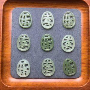 nephrite bead, hollow bead, 喜乐 bead, round jade bead, green bead, high quality bead, genuine bead, natural bead