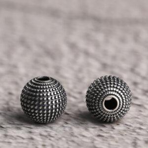 round bead, spot pattern bead, spacer bead, s925 sterling silver, silver bead, oxidized silver bead
