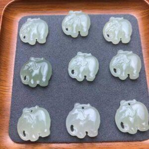 nephrite charm, elephant charm, jade bead, green bead, high quality bead, genuine bead, natural bead