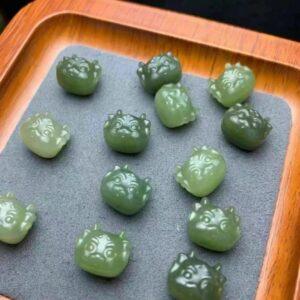 nephrite bead, baby dragon bead, cute dragon bead, jade bead, green bead, high quality bead, genuine bead, natural bead