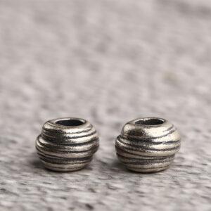 irregular bead, line pattern bead, spacer bead, s925 sterling silver, silver bead, oxidized silver bead