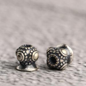 drum bead, spots pattern bead, spacer bead, s925 sterling silver, silver bead, oxidized silver bead