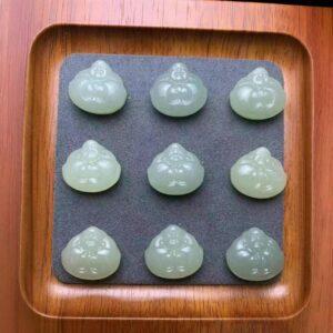 nephrite charm, Maitreya Buddha charm, jade bead, green bead, high quality bead, genuine bead, natural bead
