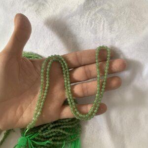 nephrite bead, round bead, whole strand bead, green bead, jade bead, high quality bead, genuine bead, natural bead