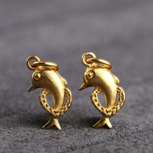 dolphin charm, s925 sterling silver, silver charm, golden charm, gild charm