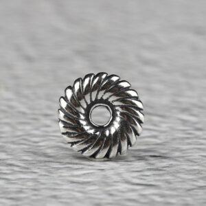 donut bead, spiral pattern bead, spacer bead, s925 sterling silver, silver bead, oxidized silver bead