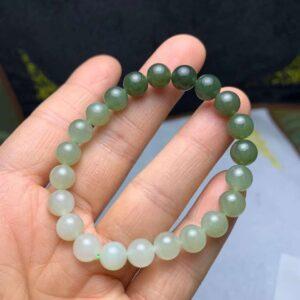 round beaded bracelet, nephrite bracelet, jade bracelet, gradient green bracelet, genuine natural bracelet
