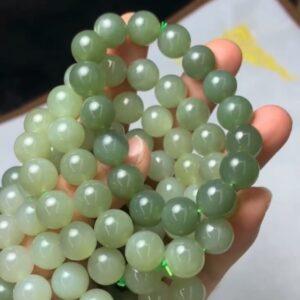 round beaded bracelet, nephrite bracelet, jade bracelet, green bracelet, genuine natural bracelet