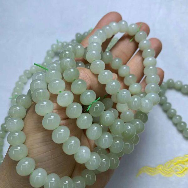 drum beaded bracelet, nephrite bracelet, jade bracelet, green bracelet, genuine natural bracelet - Image 2