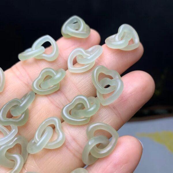 nephrite bead, heart bead, double hearts bead, jade bead, green bead, high quality bead, genuine bead, natural bead - Image 3
